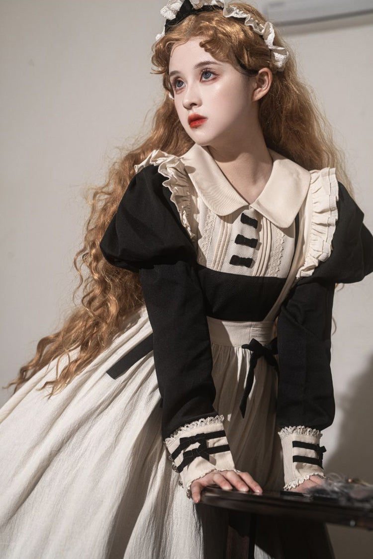 Black Maid Collar Ruffled Short Sleeve Classic Lolita Dress