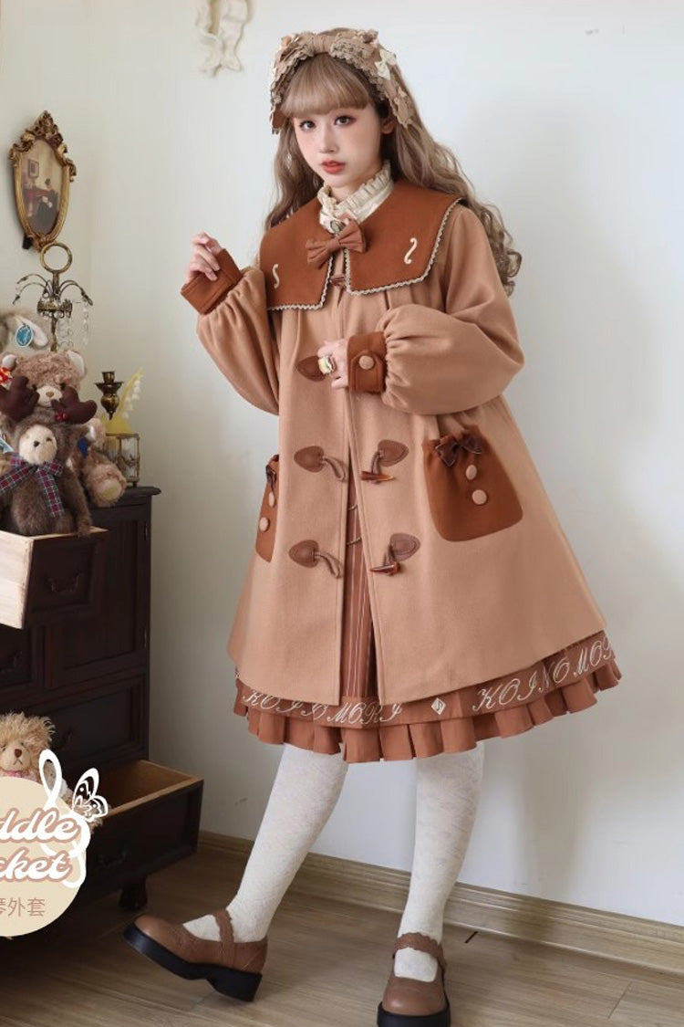 Violin Embroidery Horn Button Sweet College Lolita Coat