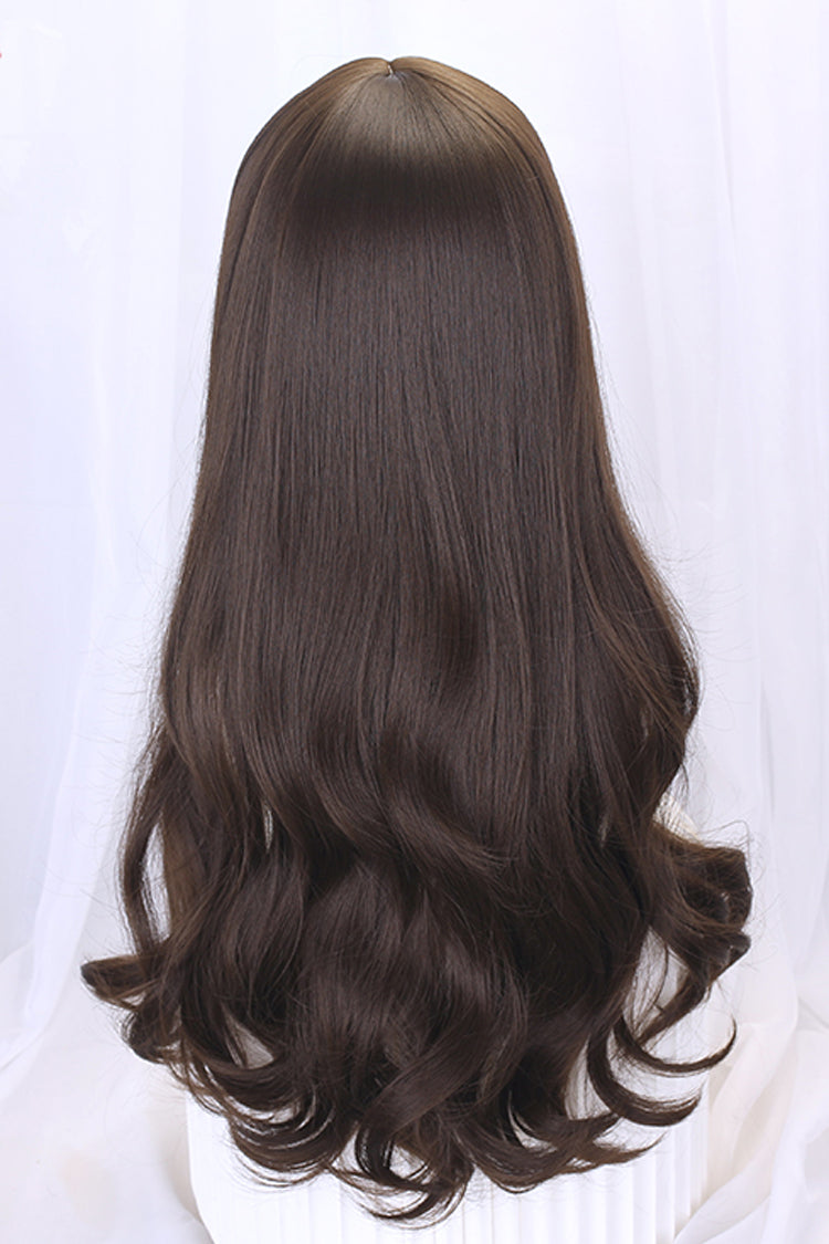 Long Natural Wig with Ancient Full Headgear for Hanfu Lolita in 2 Tones