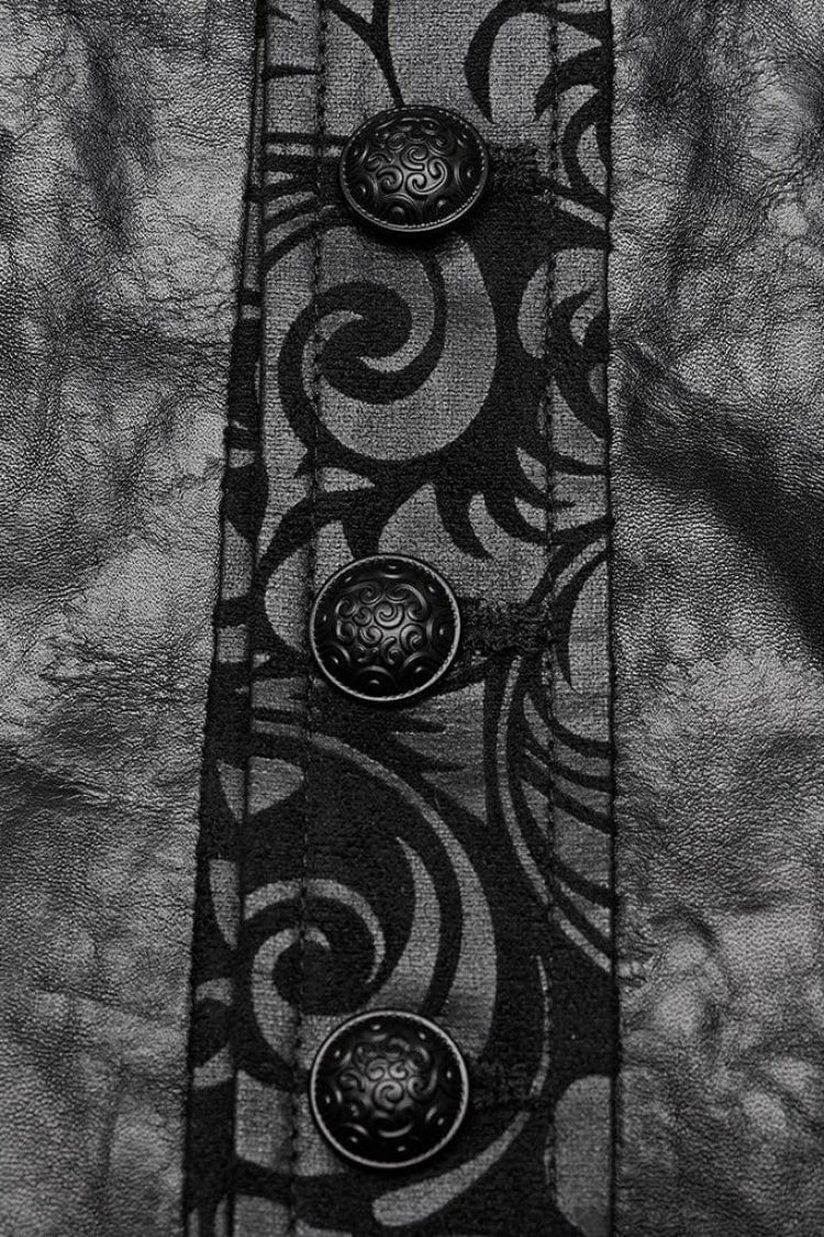Carved Floral Faux Leather Gothic Sleeveless Vest for Men