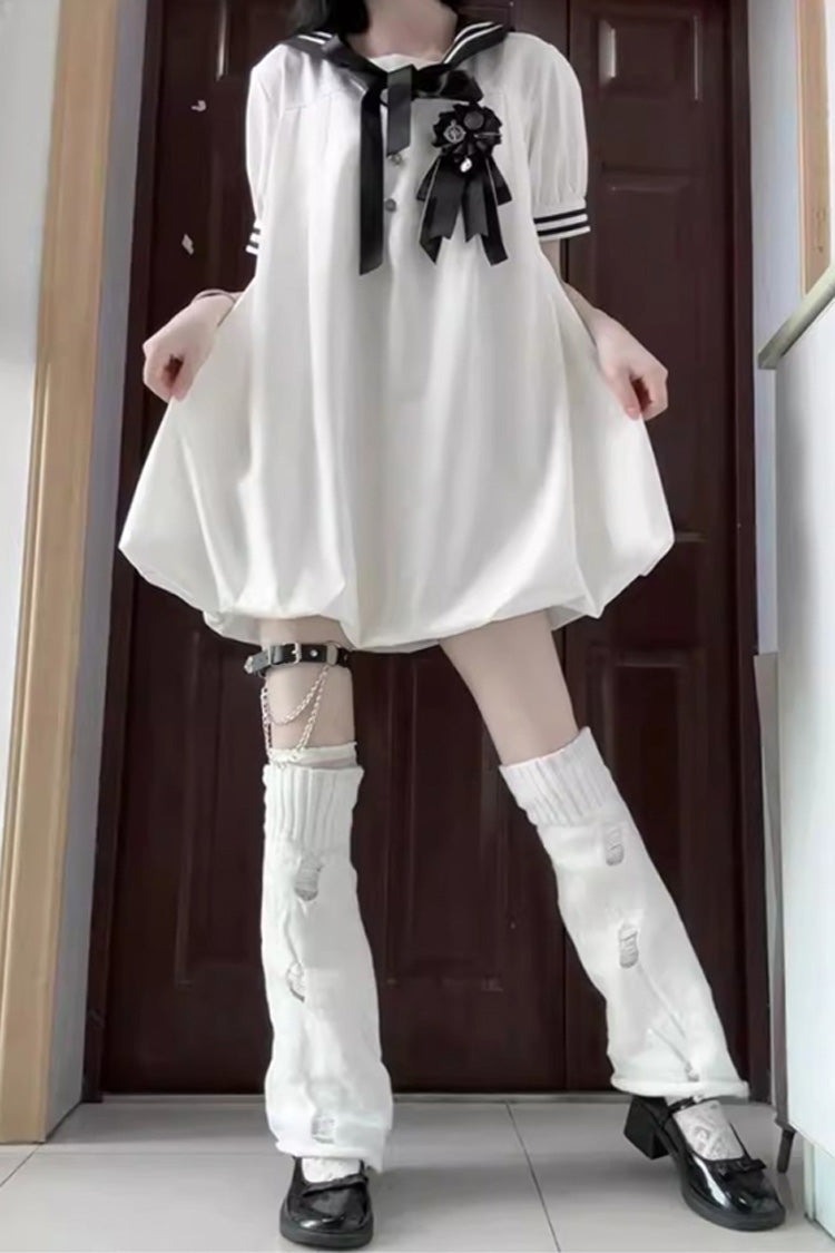 Old Stories Navy Collar Bow Sweet Lolita Dress
