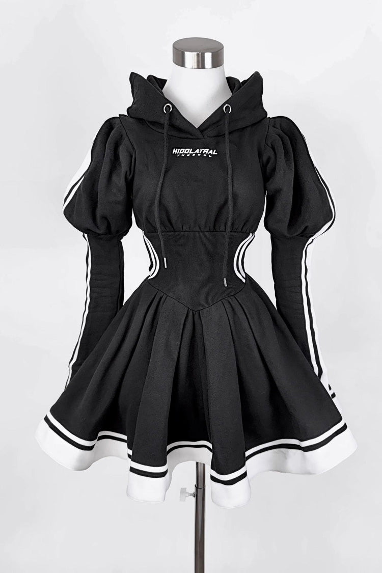 Punk Knit Midi Dress with Ribbon Accents - Jirai Kei