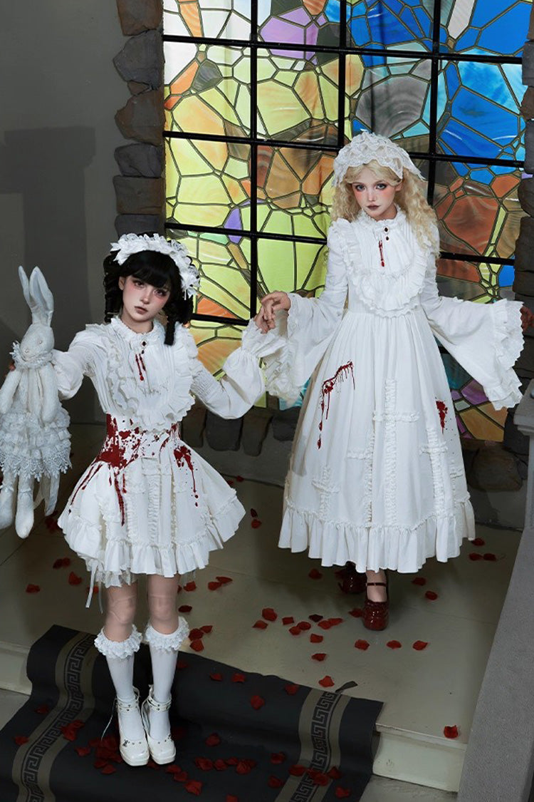 Ivory Gothic Dress Set with Hime Sleeves and Lace - Cross Doll