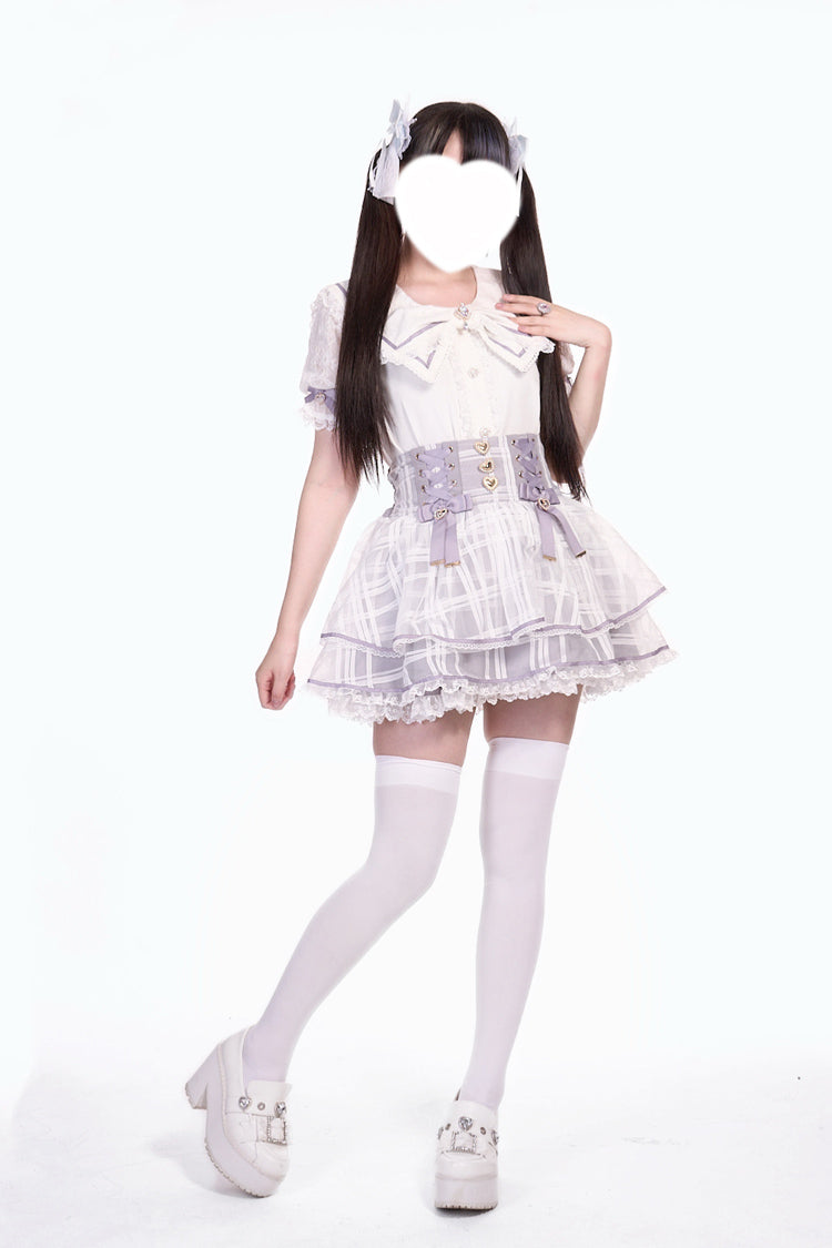 Love Hanabi Triple-Bow Organza Skirt - Three Color Options