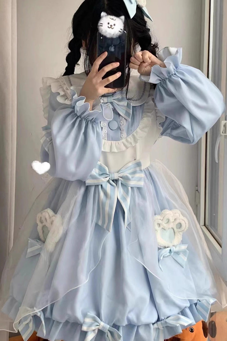 Bear Motif High-Waisted Ruffle Bow Sweet Lolita Dress