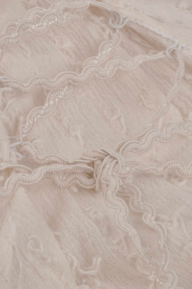 Beige Irregular Multi-Layer Ruffled Lace Steampunk Vintage Dress