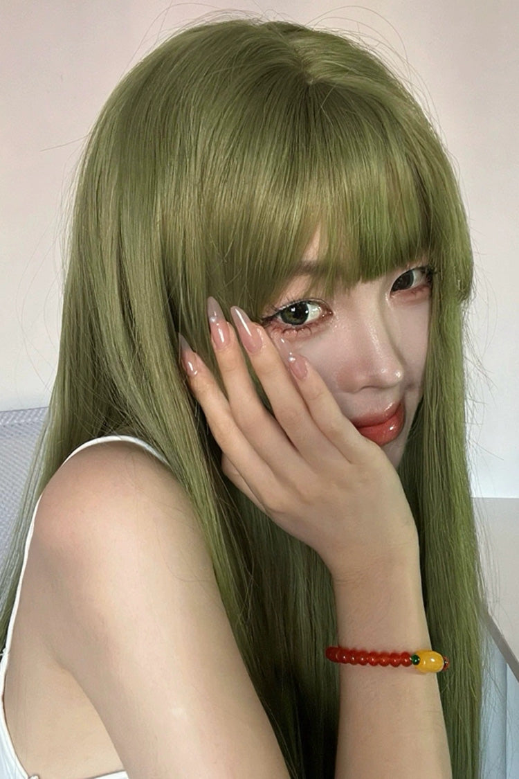 Emerald Green Straight Lolita Wig with Airy Bangs