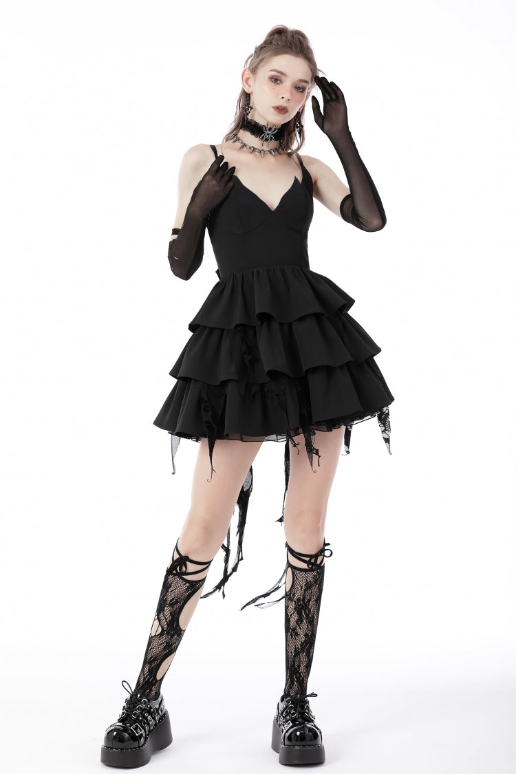 Umbra Punk Slip Dress with Layered Lace-Up and Strapless Cut