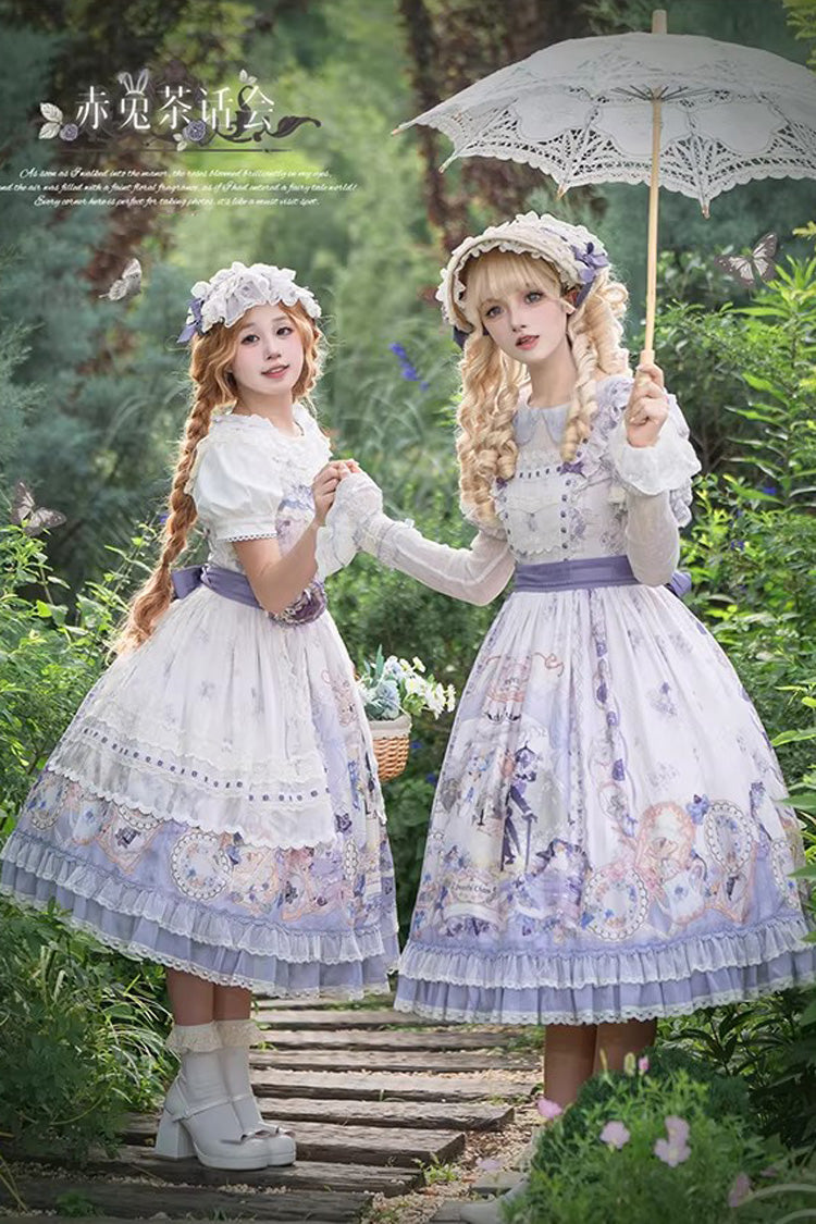 Violet Tea Party Collar Ruffled Chiffon Lace Gown