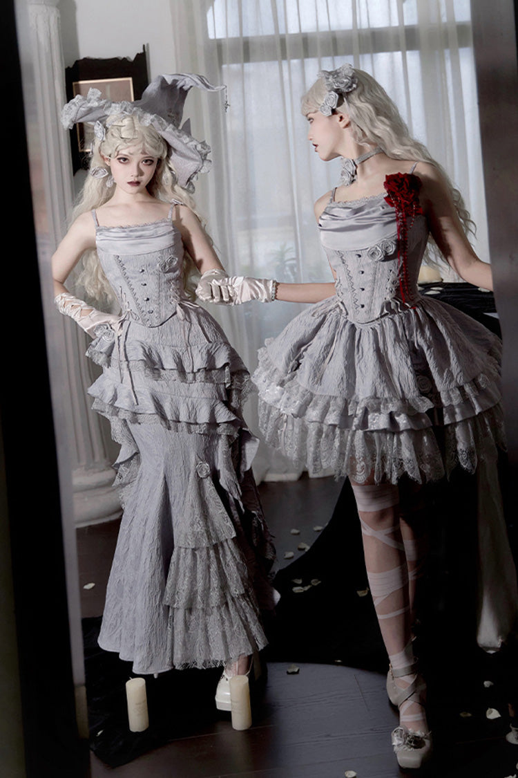 Gothic Witch Skirt with Multi-Layered Ruffle Lace
