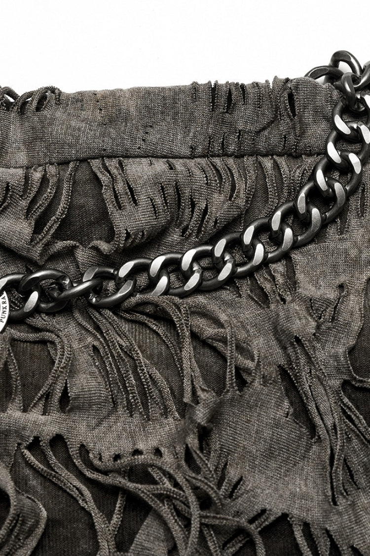 Tailored Distressed Eyelet Chain Steampunk Leggings for Women