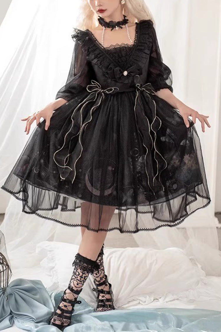 Planet Butterfly Printed Gothic Lolita Dress - Bowknot Classic