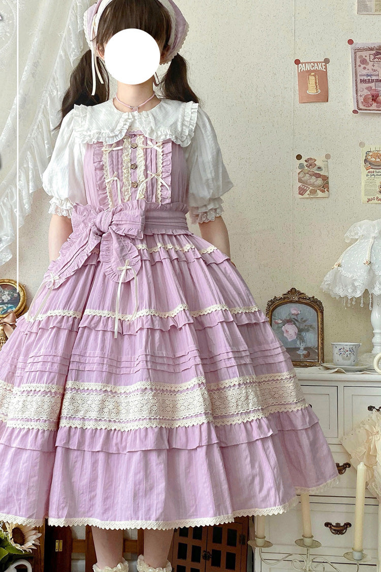 Ruffle Bowknot Lace Sweet Lolita JSK in 6 Colors - Summer Flower Tea