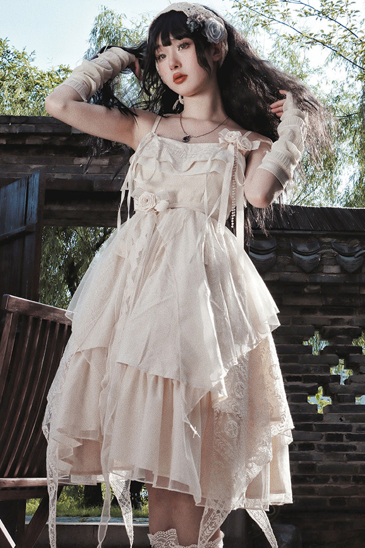 Champagne Ruffle Bow Elegant Sweet Princess Jsk Dress