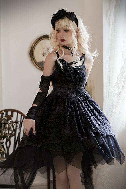 JSK Dress with Irregular Hem, Dry Rose Fabric, Sweet Lolita