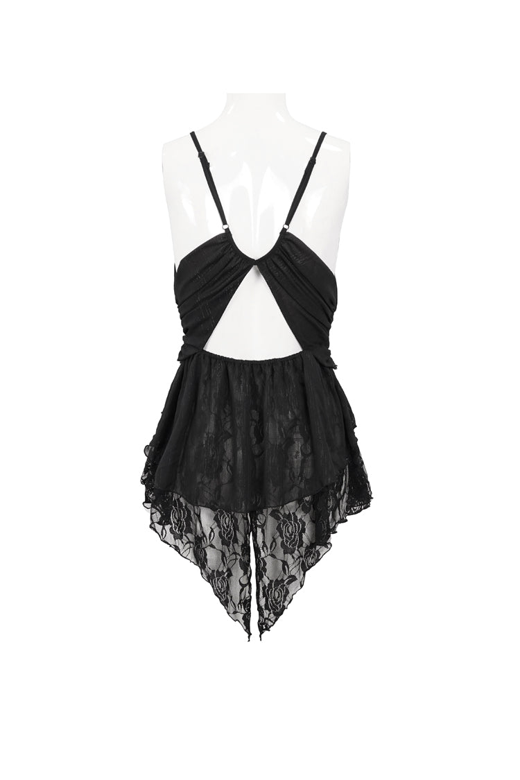 Punk Dress with Striped Chiffon and Metal Chain Accents