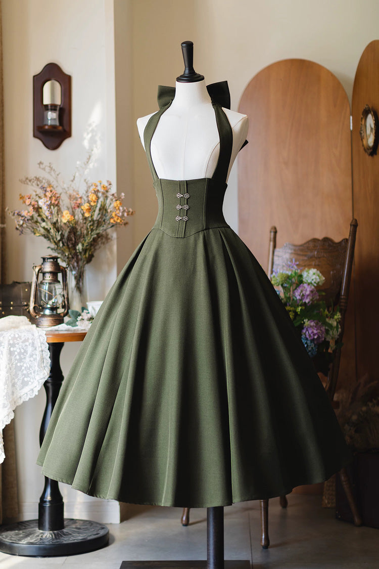Halterneck Ruffled Fishbone Dress