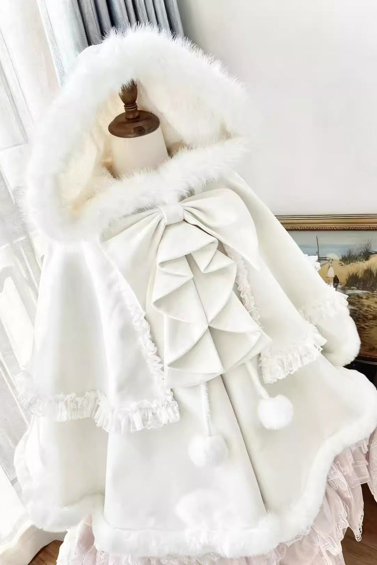 Ruffled Bow Hooded Lolita Cape Coat