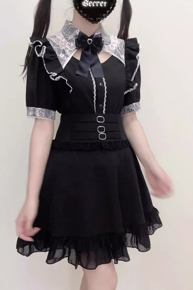 Sweet Lace Bowknot Short Sleeve Jirai Blouse in Three Shades