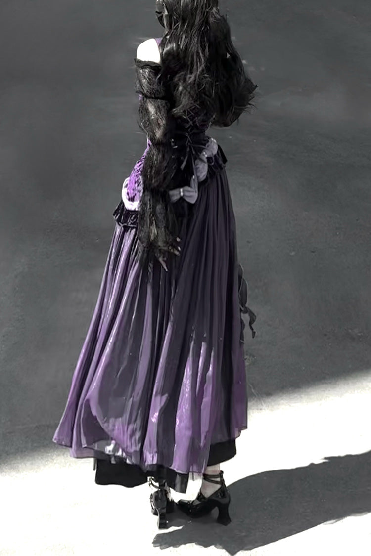 Violet Madame Butterfly Ruffled Bow Lace Elegant Gorgeous JSK