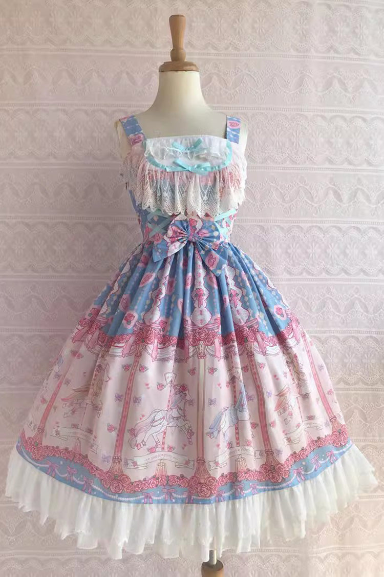 Rose Trojan Print JSK Dress - Ruffle Bow, 3 Colors