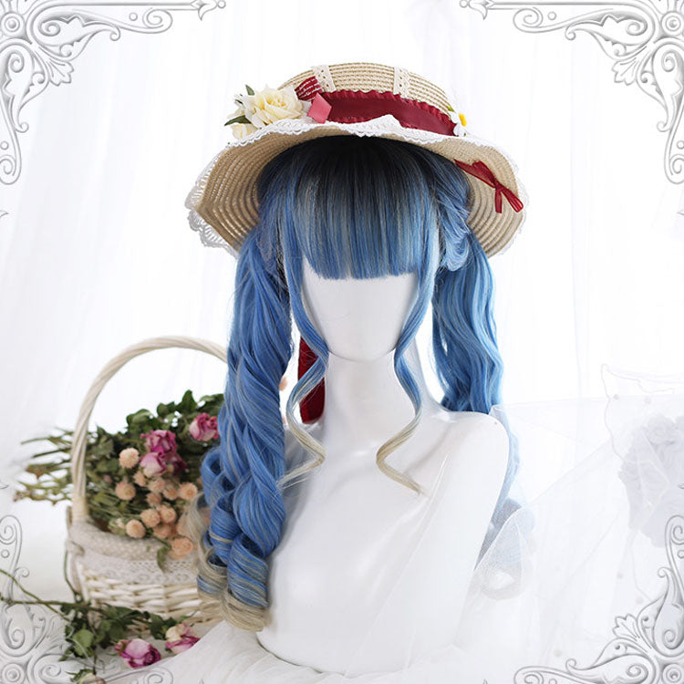Azure Ancient Rome Series Curly Hair-Tail Gradient Classic Lolita Wigs