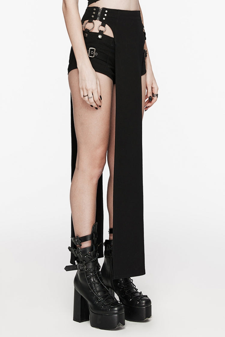Punk Removable Shorts with Buckle and Rivet Details