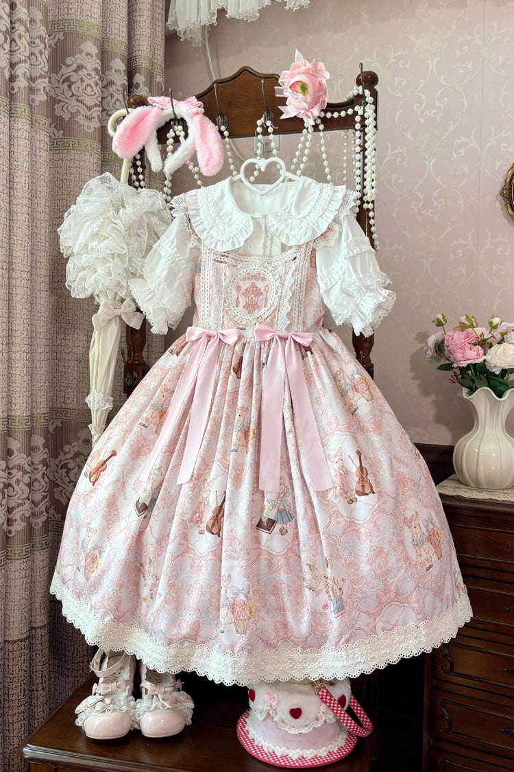 Sleeveless Printed Ruffled Embroidered Sweet Lolita JSK