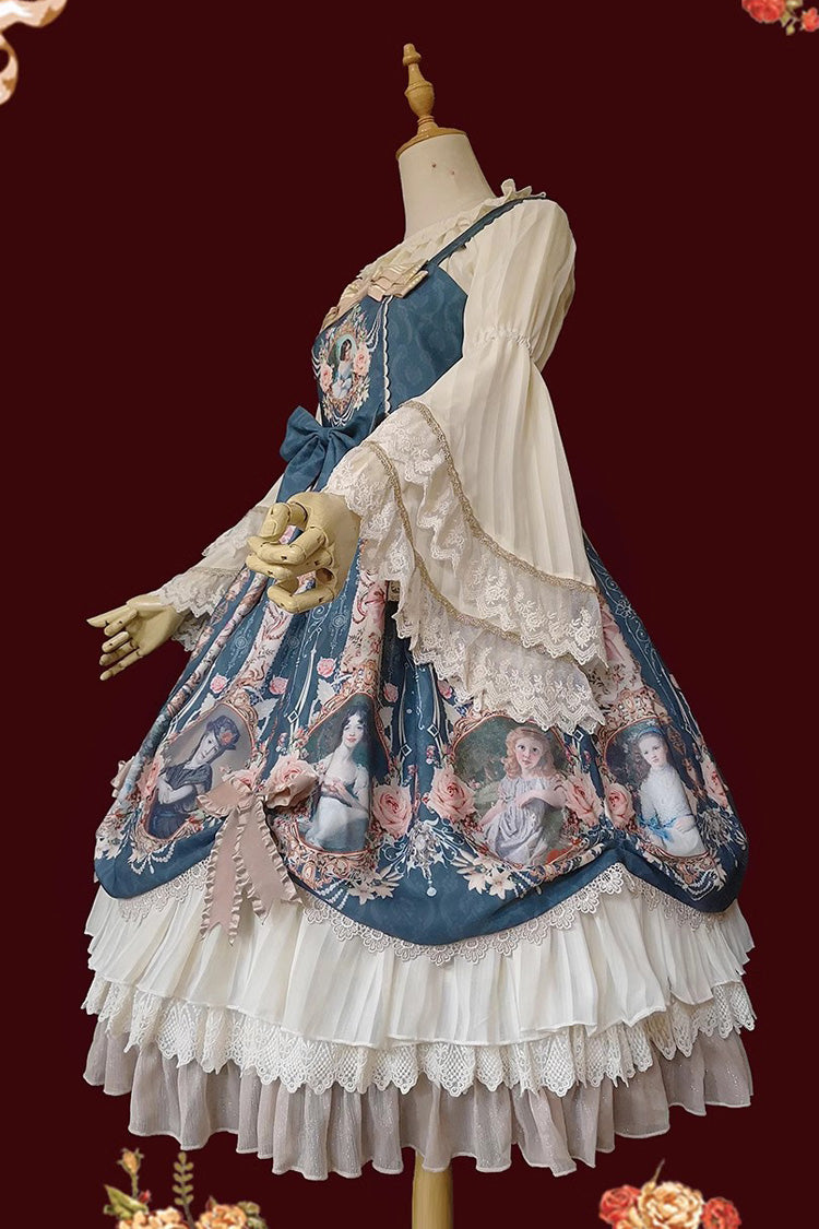 Portrait of A Little Lady Classic Vintage Lolita JSK with Ruffle Bowknot