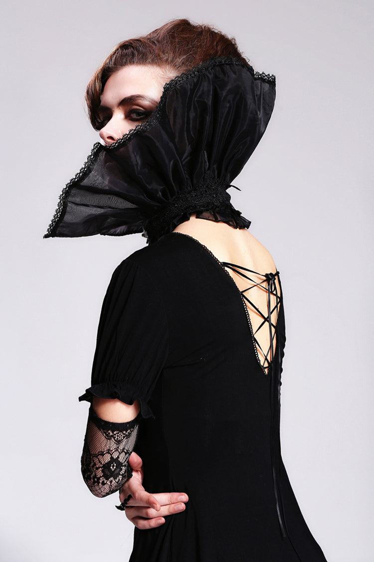 Organza Lace Velveteen Gothic High Collar Top