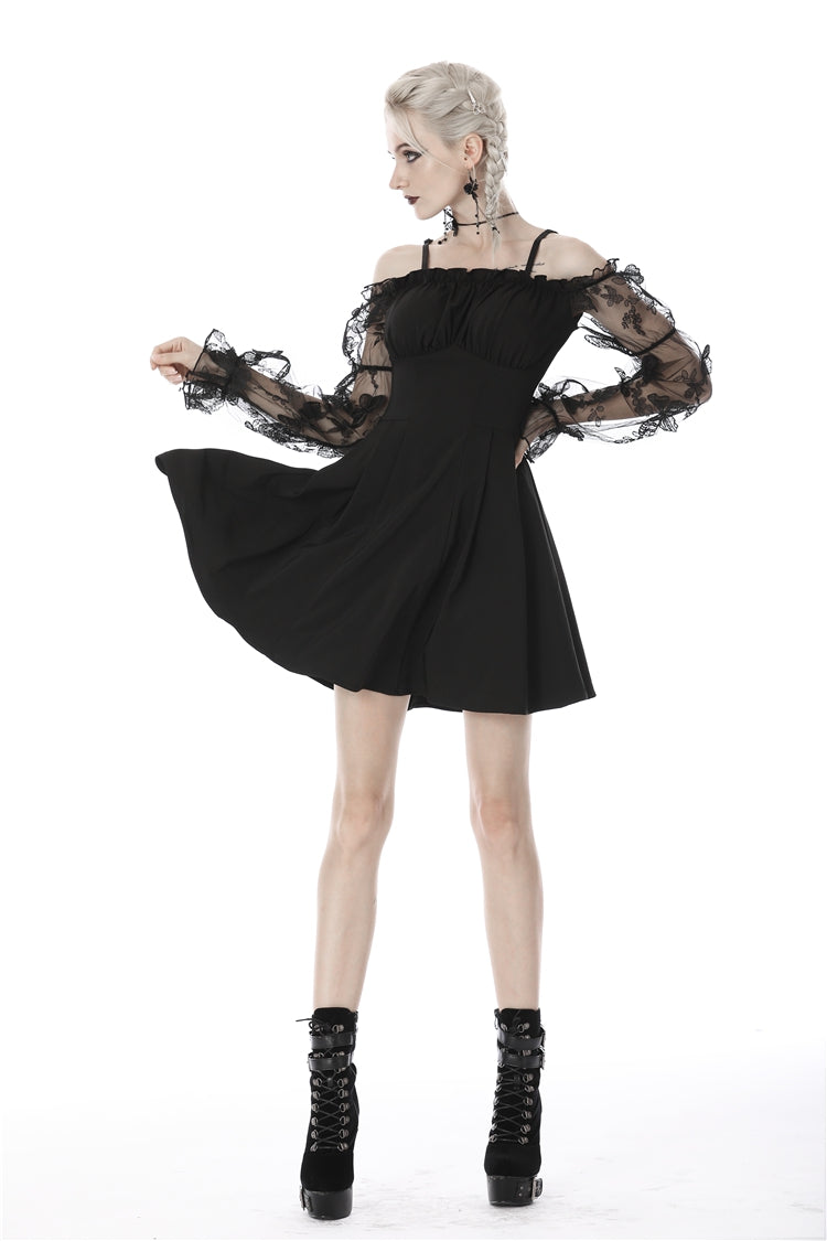 Graduation Lace Dress with Off-Shoulder and Lace-Up Front