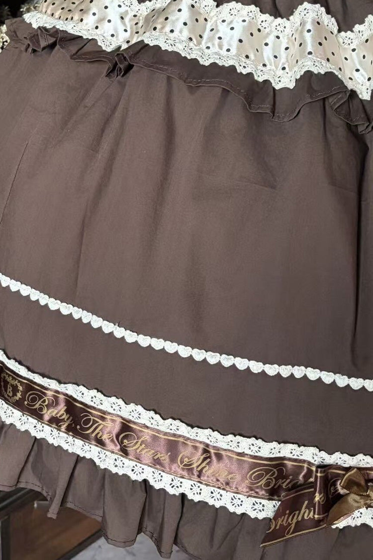 Chocolate Panda Gift Square-Collar Sleeveless Ruffled Bow Asymmetric Sweet Lolita JSK