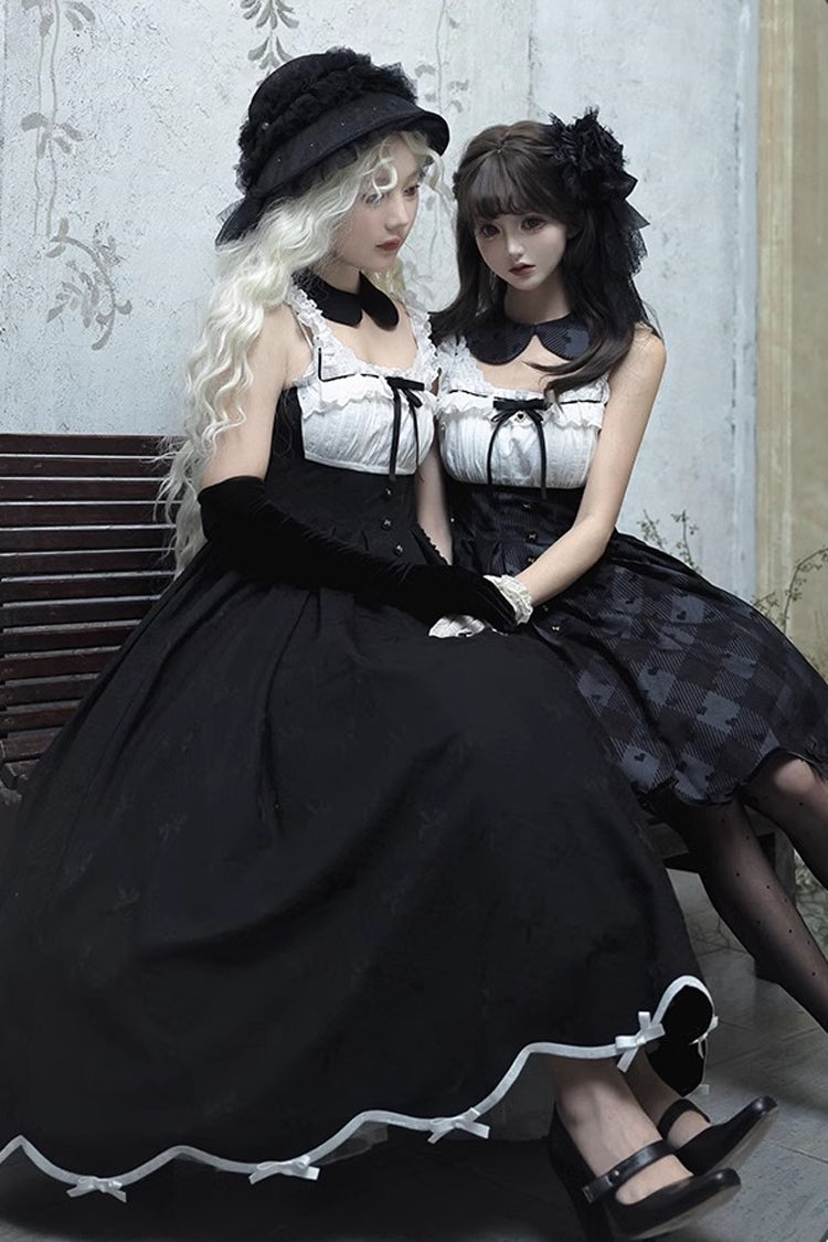 Black Short Sleeve Sweet Elegant Princess Lolita Long Dress - Swan
