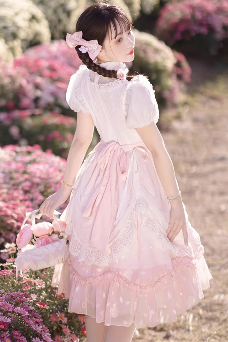 Rose Chinese-Inspired Ruffled Princess Gown