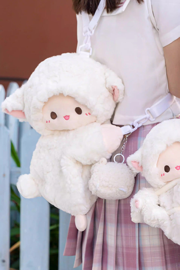 Lamb Plush Toy Backpack with Lying-Down Design