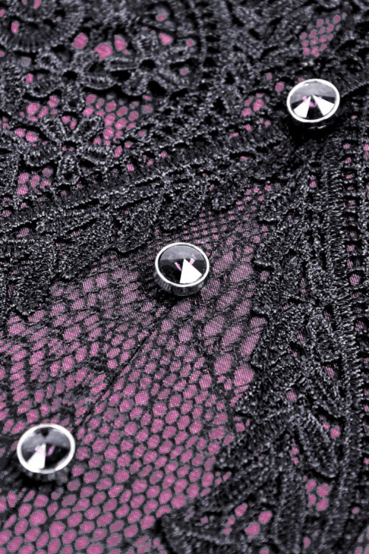 Mauve Butterfly Embroidered Lace Luxurious Royal Underbust Corset