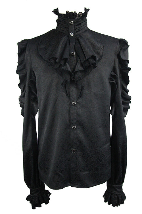 Midnight Vampire Gothic Blouse with Ruffled Sleeves