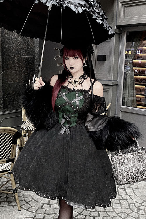 Elegant Gothic Lolita JSK Gown with Bowknot, Long Sleeves