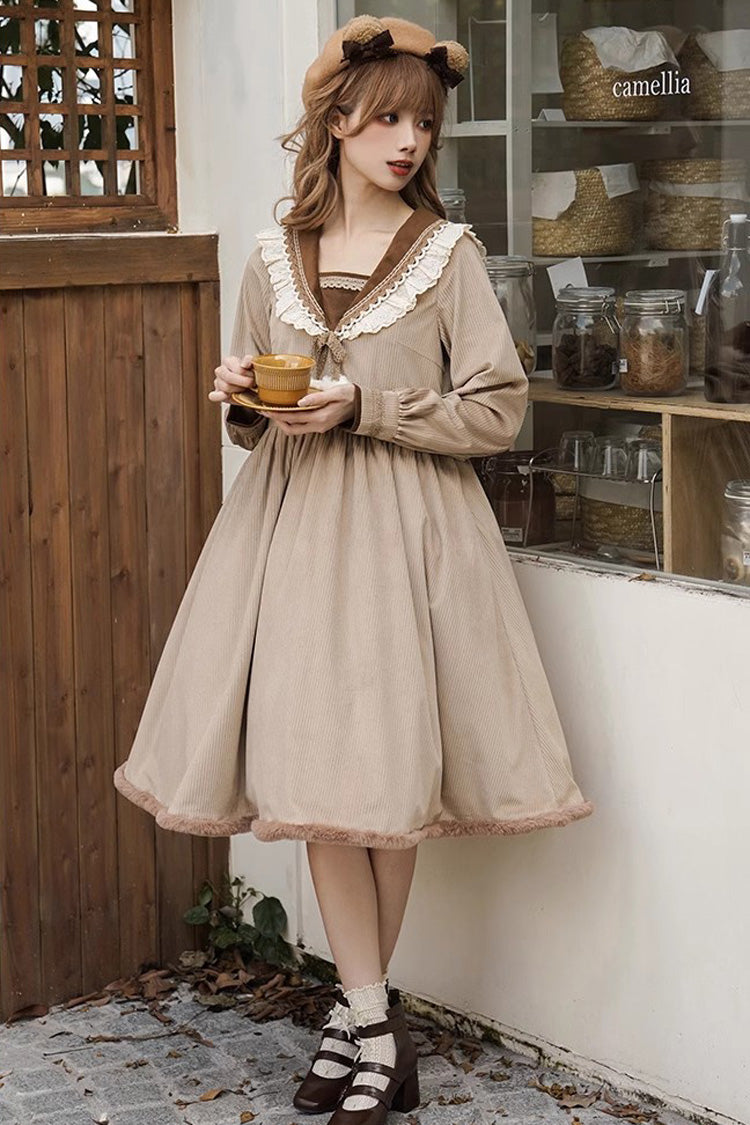 Brown Coco Diary Long Sleeve Autumn Winter Sweet Princess Lolita Dress