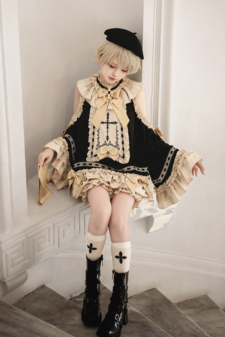 Ouji Lolita Set with Off-Shoulder and Bow