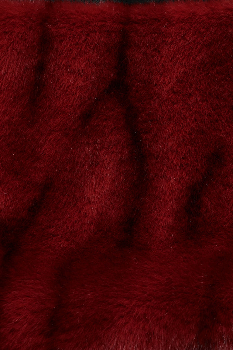 Crimson & Noir Faux Fur & Leather Lace-Up Punk Skirt for Women