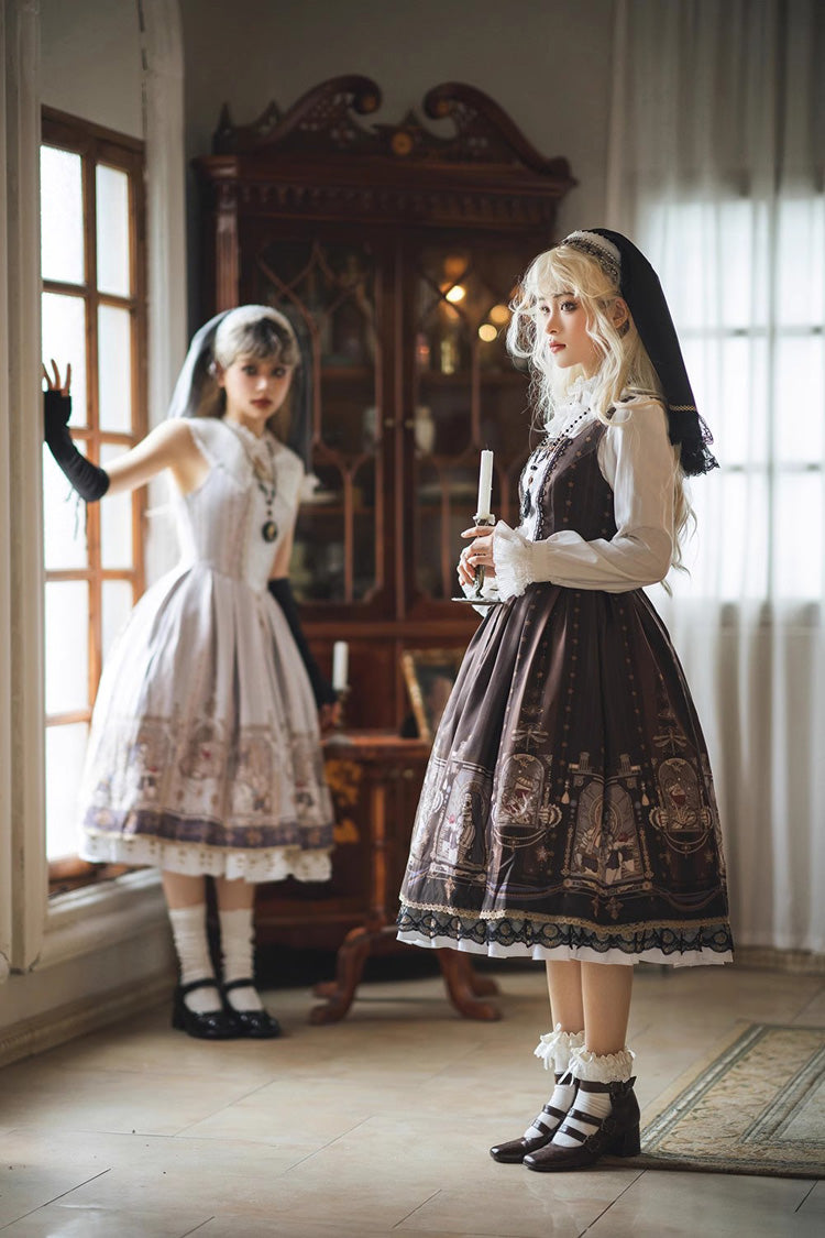 Sweet Lolita Jumper Dress with Ruffles & Demon Print