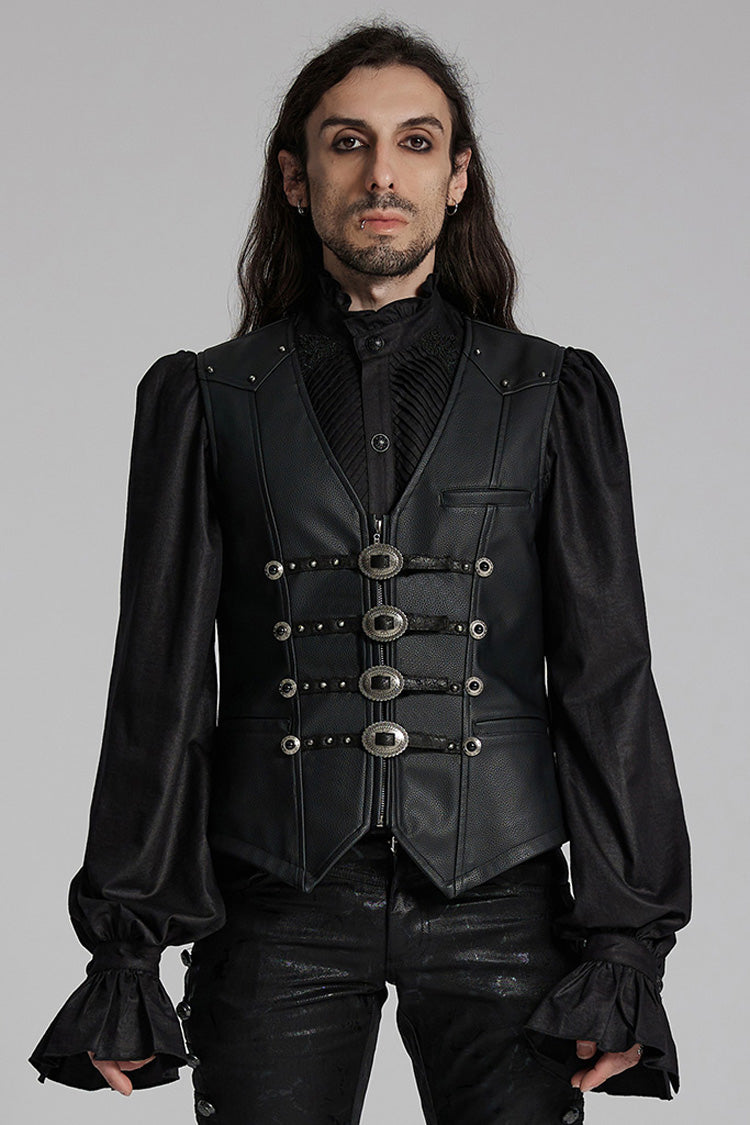 Men's Gothic Vest with Buckle and Rivet Accents