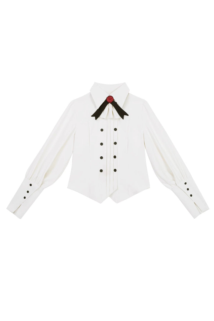 Ivory Long Sleeve Bow Prince Handsome Blouse