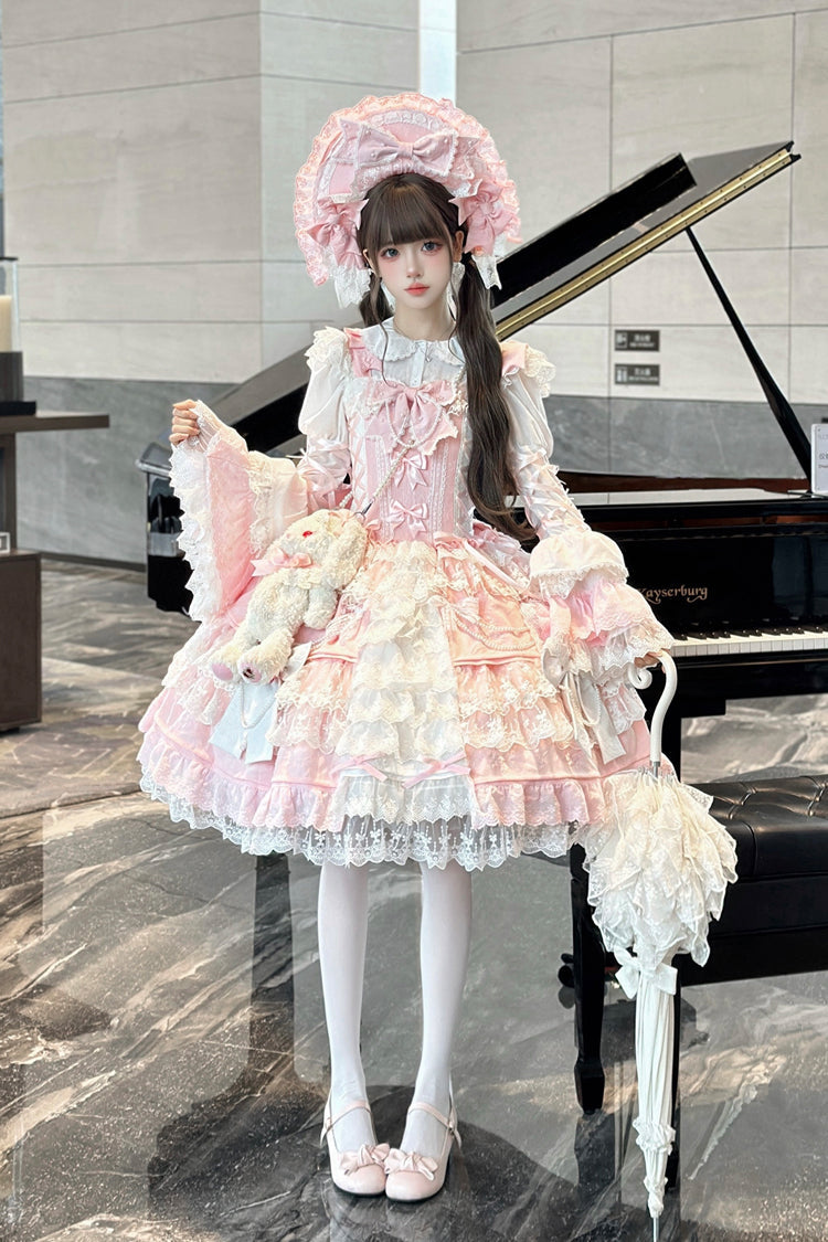 Sakura Love Gorgeous Lolita JSK with Embroidery and Jacquard Ruffles