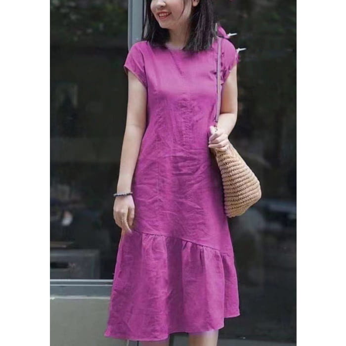DIY Red Asymmetrical Patchwork Mid Dresses Short Sleeve Cospicky DIY Red Asymmetrical Patchwork Mid Dresses Short Sleeve Cospicky