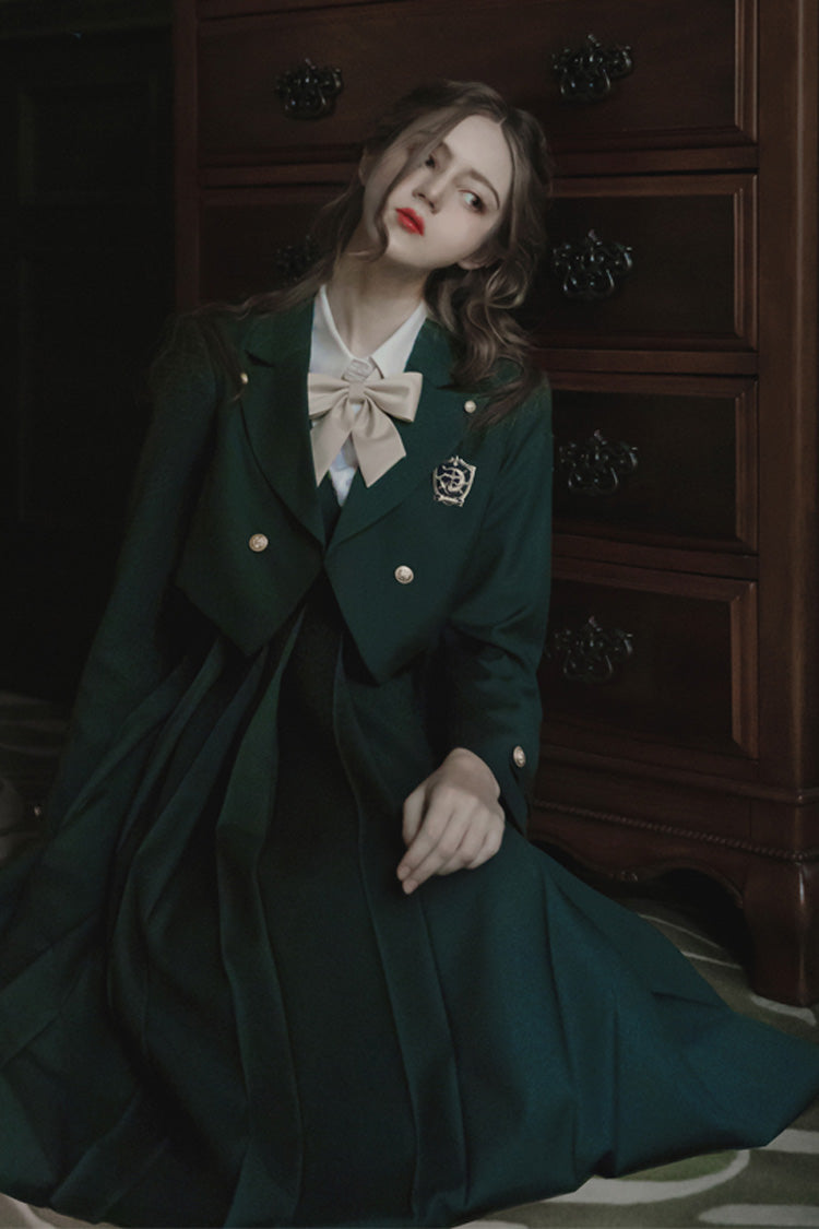 Green Artemis Collegiate Elegant Lolita Jumper Dress