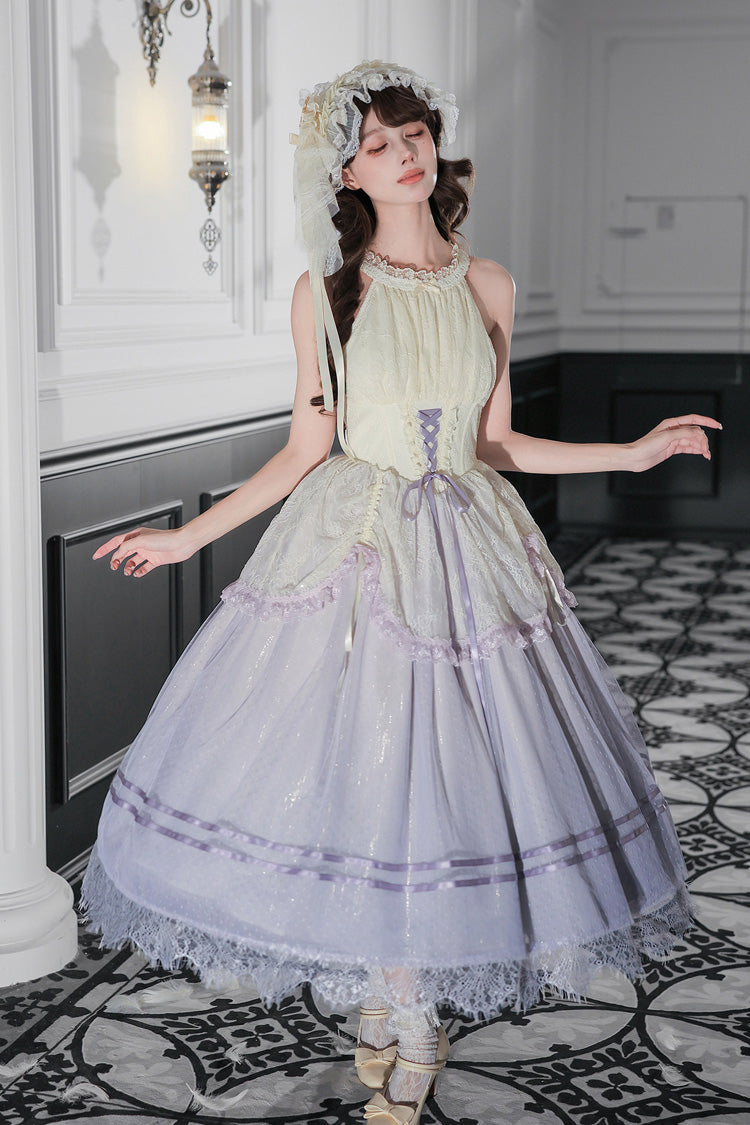 Halterneck Sleeveless Printed Lace Corset Lolita JSK Set