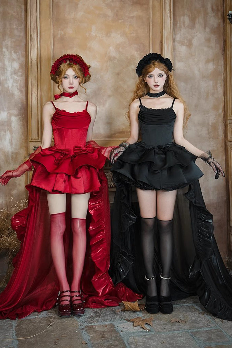 Onyx Ruffled Sleeveless Duet JSK with Bows - Duet