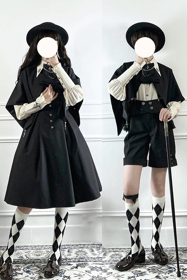 Gothic Lolita Dress with Metal Buttons and Raven Magic Theme